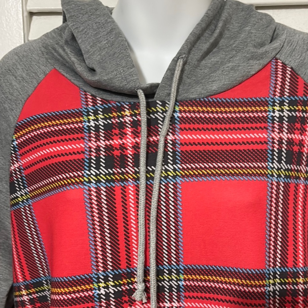Simply Southern Gray and Red Plaid Hoodie - Picture 2 of 5